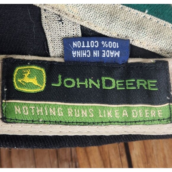 John Deere "Nothing Runs Like A Deere" Strapback Hat Cap Canvas Farmer Tractor - Picture 11 of 11